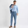 Stafford Mens Plaid Classic Fit Flat Front Suit Pant In Blue