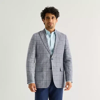 Stafford Mens Plaid Classic Fit Sport Coat In Blue