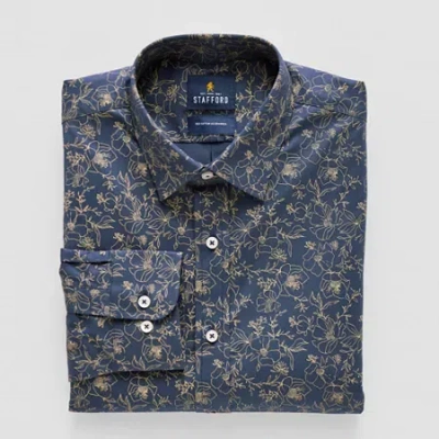 Stafford Mens Regular Fit Long Sleeve Dress Shirt In Blue