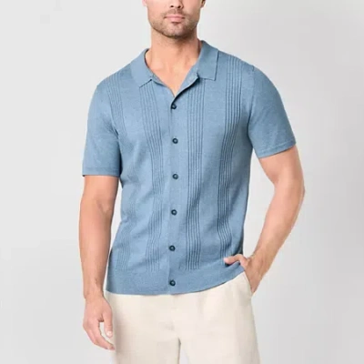 Stafford Mens Short Sleeve Button Open Front Cardigan In Multi