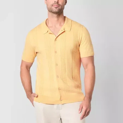 Stafford Mens Short Sleeve Button Open Front Cardigan In Multi