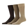 Stafford Microfiber Mens 3 Pair Big And Tall Crew Socks In Brown