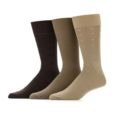 Stafford Microfiber Mens 3 Pair Big And Tall Crew Socks In Brown