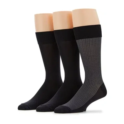 Stafford Microfiber Mens 3 Pair Crew Socks In Black