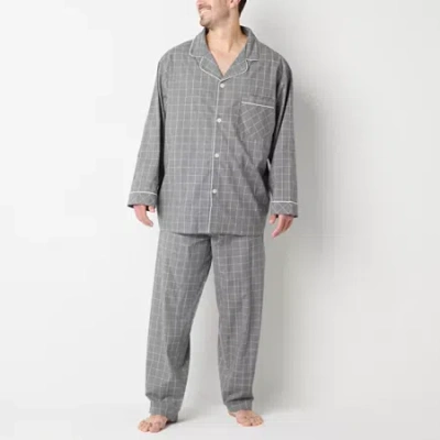 Stafford Modal Mens Long Sleeve 2-pc. Big Pajama Set In Gray