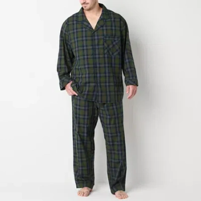 Stafford Modal Mens Long Sleeve 2-pc. Big Pajama Set In Green