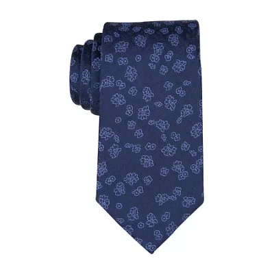 Stafford Mono Floral Tie In Blue