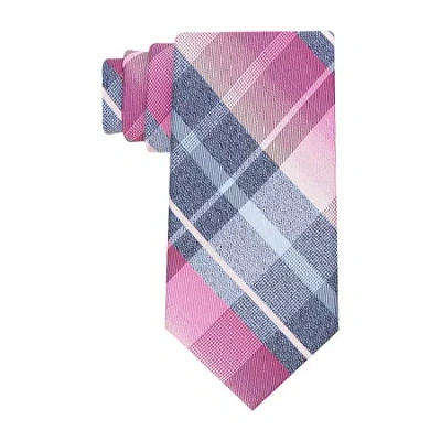 Stafford Personalized Stainless Steel And Diamond Plaid Tie In Pink