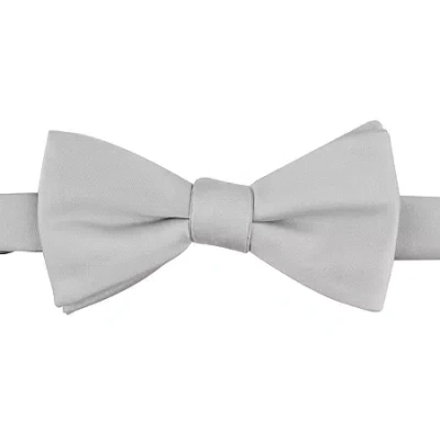 Stafford Sateen Solid Pre-tied Bow Tie In Gray