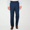 Stafford Sharkskin Stretch Pleated Pants Classic Fit In Blue