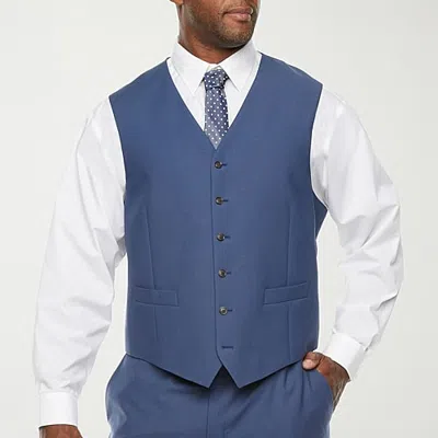 Stafford Signature Smart Wool Mens Stretch Fabric Classic Fit Big And Tall Suit Vest In Blue