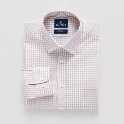 Stafford Slim Smart Tech Mens Slim Fit Stretch Fabric Wrinkle Free Long Sleeve Dress Shirt In Neutral