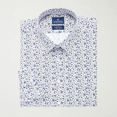 Stafford Smart Tech Big And Tall Mens Regular Fit Stretch Fabric Wrinkle Free Long Sleeve Dress Shirt In Blue