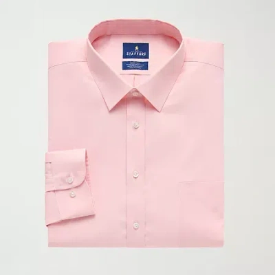Stafford Smart Tech Big And Tall Mens Regular Fit Stretch Fabric Wrinkle Free Long Sleeve Dress Shirt In Pink