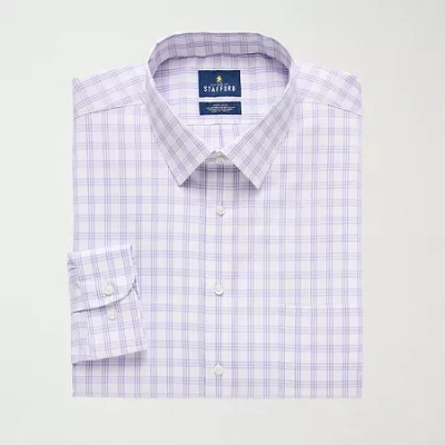 Stafford Smart Tech Big And Tall Mens Regular Fit Stretch Fabric Wrinkle Free Long Sleeve Dress Shirt In Purple
