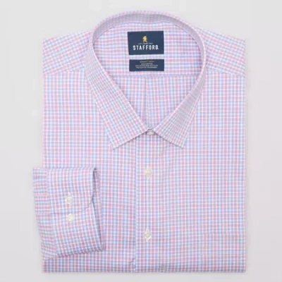 Stafford Smart Tech Mens Big & Tall Regular Fit Stretch Fabric Wrinkle Free Long Sleeve Dress Shirt In Pink