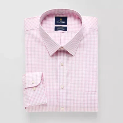 Stafford Smart Tech Mens Big & Tall Regular Fit Stretch Fabric Wrinkle Free Long Sleeve Dress Shirt In Multi