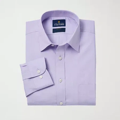 Stafford Smart Tech Mens Regular Fit Stretch Fabric Wrinkle Free Long Sleeve Dress Shirt In Purple