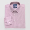Stafford Smart Tech Mens Regular Fit Stretch Fabric Wrinkle Free Long Sleeve Dress Shirt In Pink