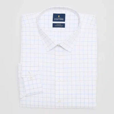 Stafford Smart Tech Mens Regular Fit Stretch Fabric Wrinkle Free Long Sleeve Dress Shirt In White