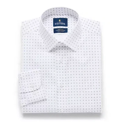 Stafford Smart Tech Mens Regular Fit Stretch Fabric Wrinkle Free Long Sleeve Dress Shirt In White