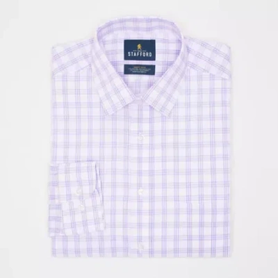Stafford Smart Tech Mens Slim Fit Stretch Fabric Wrinkle Free Long Sleeve Dress Shirt In Multi