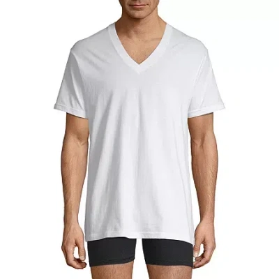 Stafford Super Soft Cotton Mens 4 Pack Short Sleeve V Neck T-shirt In White