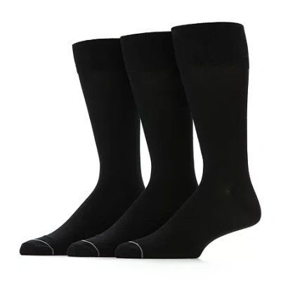 Stafford Super Soft Lux Mens 3 Pair Big And Tall Crew Socks In Black