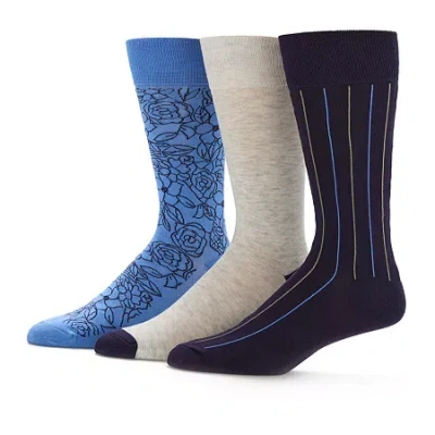 Stafford Super Soft Lux Mens 3 Pair Crew Socks In Blue
