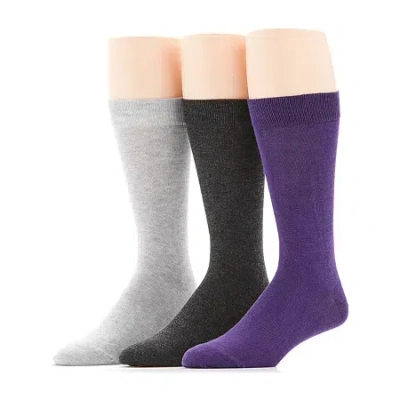 Stafford Super Soft Lux Mens 3 Pair Crew Socks In Purple