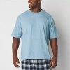 Stafford Super Soft Mens Crew Neck Short Sleeve Big And Tall Pajama Top In Blue