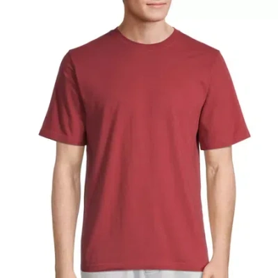 Stafford Super Soft Mens Crew Neck Short Sleeve Pajama Top In Red
