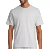 Stafford Super Soft Mens Crew Neck Short Sleeve Pajama Top In White