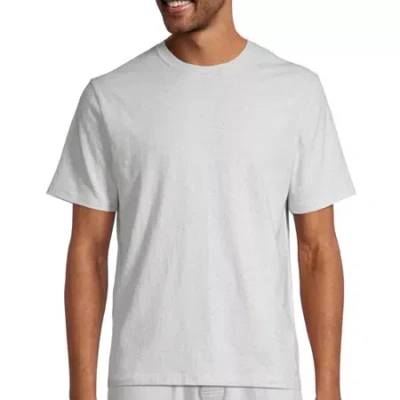 Stafford Super Soft Mens Crew Neck Short Sleeve Pajama Top In White