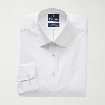 Stafford Sweat Repel Advanced Performance Mens Slim Fit Stretch Fabric Wrinkle Free Long Sleeve Dress Shirt In White