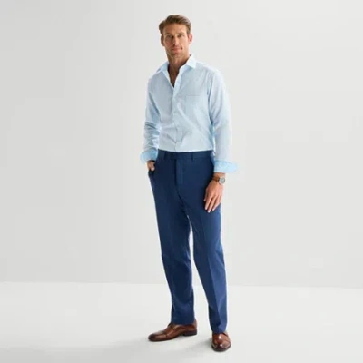 Stafford Tonal Stripe Chambray Mens Long Sleeve Regular Fit Button-down Shirt In Blue