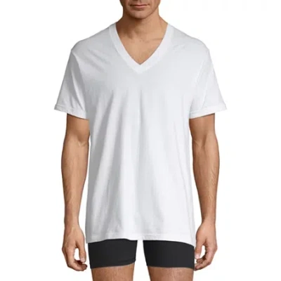 Stafford Ultra Soft Mens 4 Pack Short Sleeve V Neck T-shirt Extra Tall In White