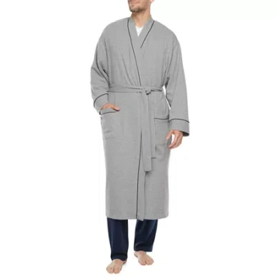 Stafford Waffle One Size Mens Big Waffle Long Sleeve Long Length Robe In Gray
