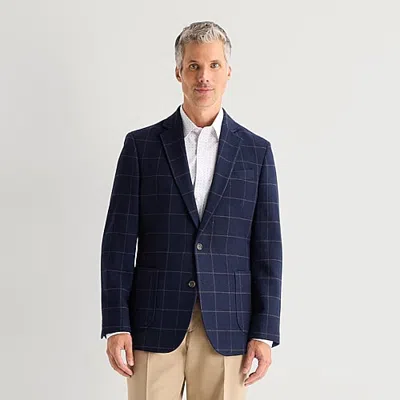 Stafford Window Plaid Mens Plaid Classic Fit Sport Coat In Blue