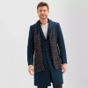Stafford Wool Blend With Scarf Mens Topcoat Coat In Blue