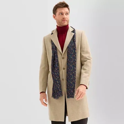 Stafford Wool Blend With Scarf Mens Topcoat Coat In Neutral