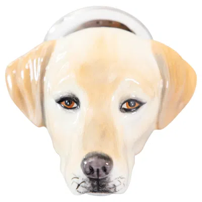 Pre-owned Staffordshire English  Labrador Retriever Dog Equestrian Stirrup Cup In White