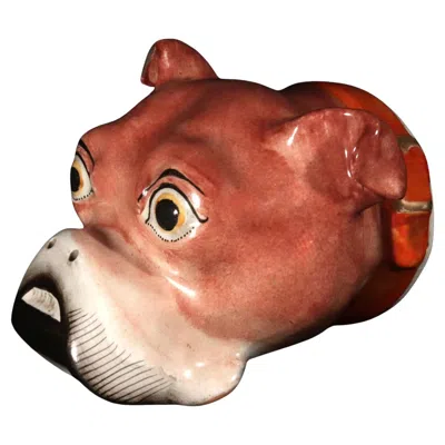 Pre-owned Staffordshire Regency  Pottery Bulldog Stirrup Cup, Circa 1820 In Brown