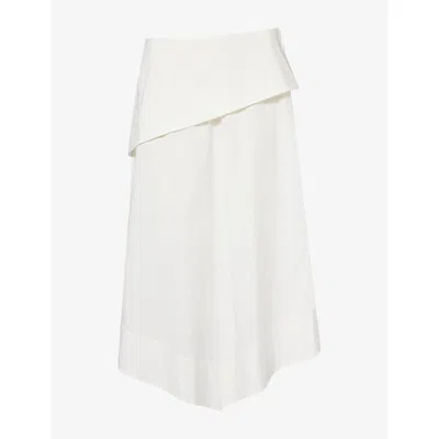 St.agni Womens Belted Asymmetric Cotton-blend Skirt Off White