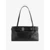 St.agni Womens Black Belt Baguette Leather Shoulder Bag In Black