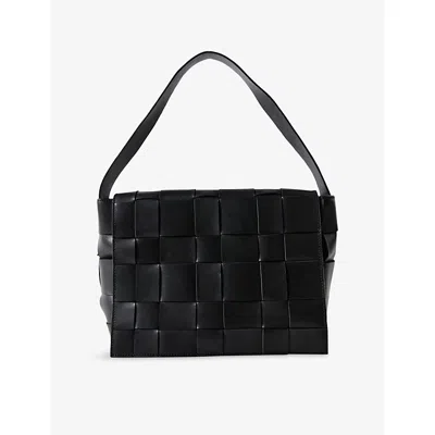 St.agni Womens Black Envelope Slim Leather Tote Bag