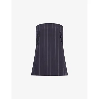 St.agni Womens Ink Striped Strapless Cotton-blend Top In Black