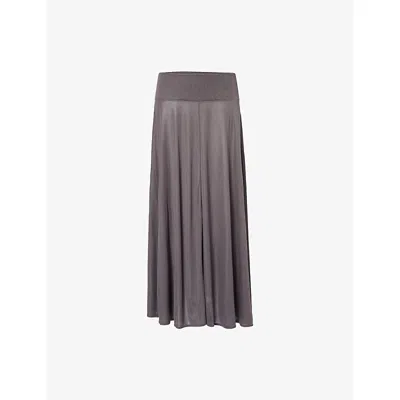St.agni Womens Soot Gathered-pleat Low-waist Jersey Maxi Skirt In Black