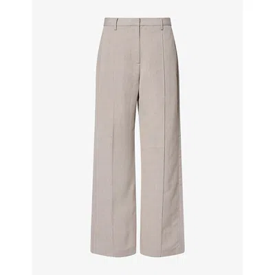 St.agni Womens  Classic Pintuck-pleat Wool-blend Trousers In Pebble Melange