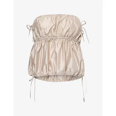 St.agni Womens  Paper Taffeta Silk-blend Top In Fog